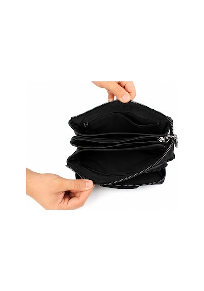 Alphaclub Bag Erkek Hakiki Deri Siyah Çok Bölmeli Fermuarlı El Ve Portföy Çantası