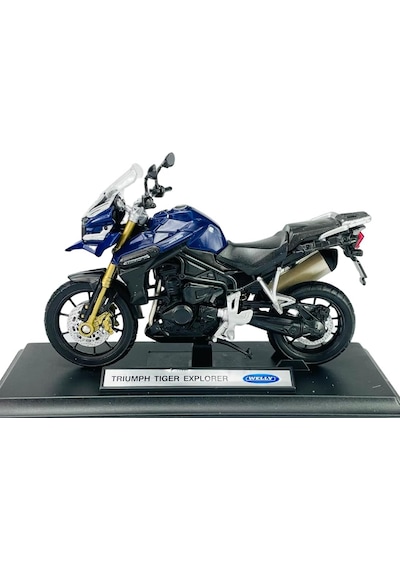 Göçmen Welly Triumph Tiger Explorer 1200 Touring Mavi Duylu 1:18 1/18 Metal Model Motosiklet Döküm Kutuda Yeni