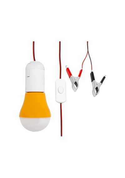Ayt 12v Led Ampul Çakmaklıklı Akü Maşalı Krokodilli Kamp Lambası Tamirci Aydınlatma Led Aç Kapa Anahtarlı