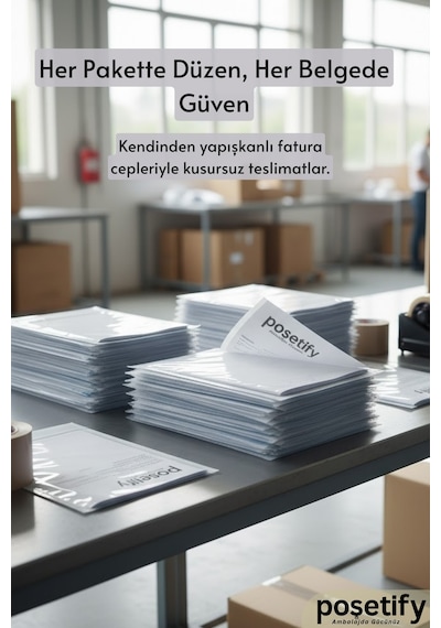 Fatura Cebi 14x25 2000 Adet Yapışkanlı Kargo Evrak Cebi Şeffaf Dayanıklı Paketleme Poşeti
