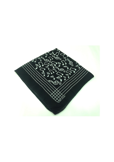 Siyah Notalı /Sol Anahtarlı Kare Bandana Fular %100 Cotton