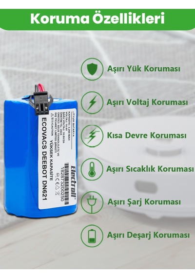 Ecovacs Deebot Dn621 Batarya 3.200mah Pil Robot Süpürge Batarya