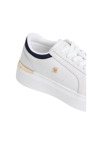 Tommy Hilfiger Th Saten Kadın Ekru Platform Taban Sneaker-13053 Ekru
