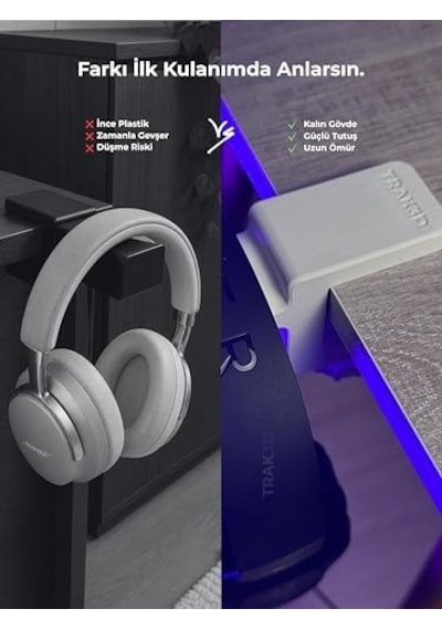 Premium Beyaz Masa Kenarı Kulaklık Standı Shadow Edition V6 Yeni Versiyon Kaydırmaz Keçeli, Ergonomik Ve Güçlendirilmiş