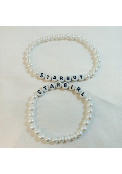 Crystal Atelier Starboy & Stargirl İnci Boncuklu Çift Sevgili Bileklik Seti Beyaz