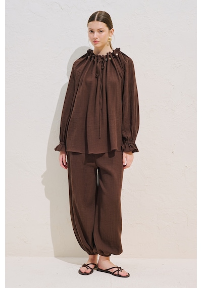 Manuka Müslin Balon Pantolon Tozlu Kahve Ss26pnt00049-459