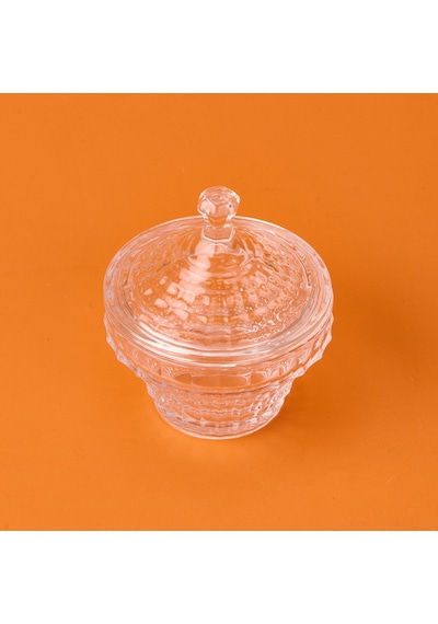Aroww Kristal Yuvarlak Cam Şekerlik - Şeffaf - 6 Cm Çok Renkli
