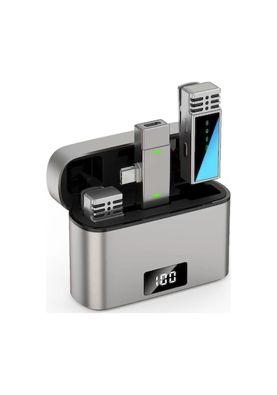 Jmary Mw-15 Type-c Portlu Canlı Yayın Kablosuz Yaka Mikrofonu Gri