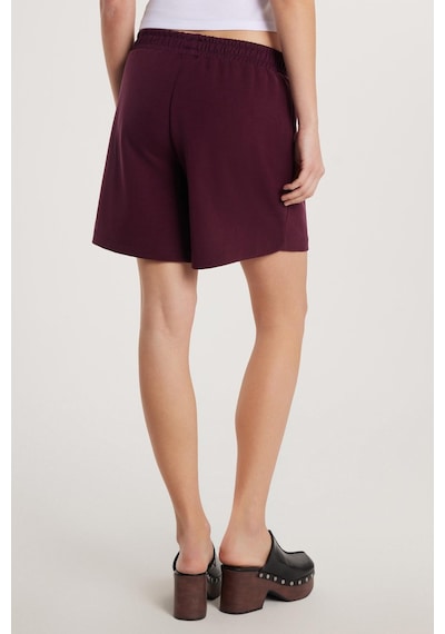 Tudors Kadın Modal Kumaş Relax Fit Rahat Kesim Lastikli Kısa Bordo Şort-33924 Bordo