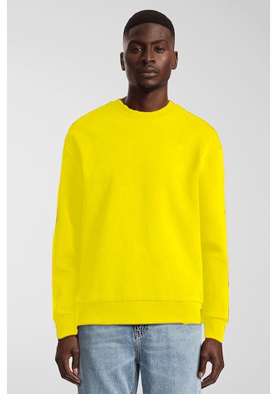 Erkek Bisiklet Yaka Rahat Kalıp 3 İplik İçi Polarlı Kalın Sweatshirt Spr25sw36 Sari