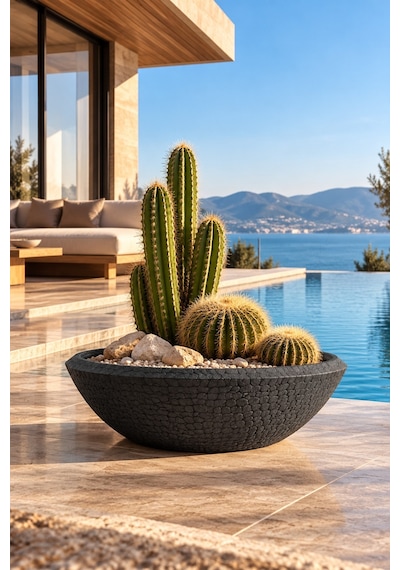 Bostann Dekoratif Saksı - Boho 290 - 157l - Antrasit