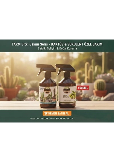 Cactus Core Sprey Kaktüs Sukulent Bitki Besini Ve Bioleaf Protector Sprey Neem Yağı İkili Bakım Seti 1 L