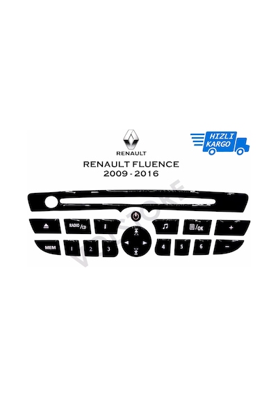 Renault Fluence Teyp Tuş Takımı Pianoblack 2009-2016 Arası