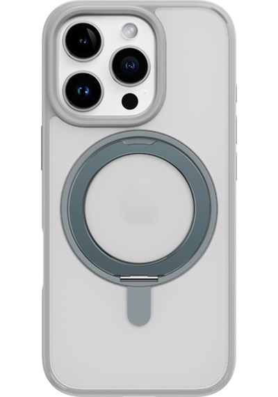 Rock Apple Uyumlu iPhone 16 Pro Max Soft Rotating Magsafe Stantlı Kılıf Gri