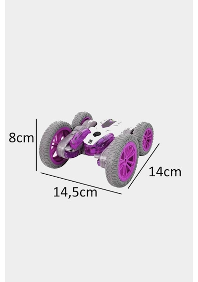 Uzaktan Kumandalı 7 Fonksiyonlu Işıklı Şarjlı Duman Atan 360 Derece Dönebilen Oyuncak Akrobat Araba Mor