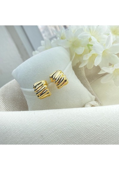 Kadın Trend Küpe Çizgi Model 316 L Paslanmaz Çelik Gold