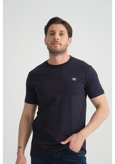 Shooter Sportwear Shooter Erkek T-shirt Nefes Alabilen Esnek Pamuklu Kumaş Regular Kalıp Minimal Logolu Lacivert