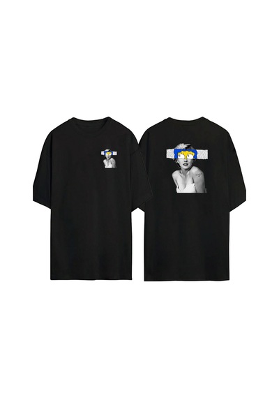 Thewert Unisex Marilyn Monroe Simson Ön Arka Baskılı Sıyah Oversize T-shirt Siyah