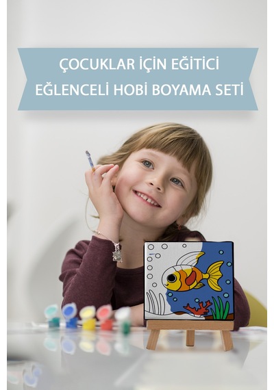 Sevimli Renkli Balık Çocuk Eğitici Tuval Boyama Hobi Seti