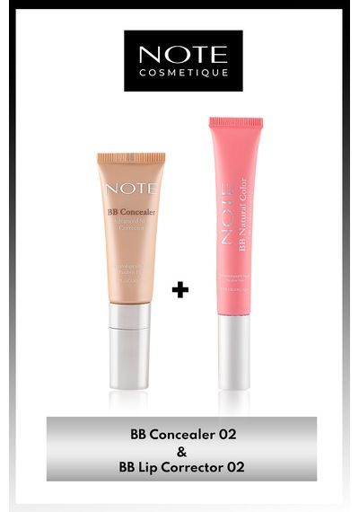 Note Cosmetics BB Concealer Göz Altı Kapatıcısı SPF15 02 + BB Lip Corrector Dudak Parlatıcısı 02 Pembe