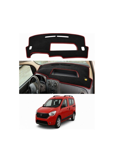 Dacia - Dokker 2012-2021 Uyumlu Torpido Koruma Kılıfı - Kırmızı Şeritli