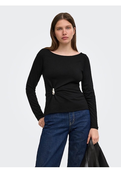 Only Onlelena L/s Boatneck Metal Top Jrs Noos Siyah Kadın Bluz 15380314