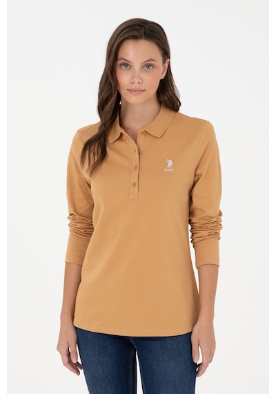 U.S. Polo Assn. Kadın Camel Basic Polo Yaka Sweatshirt 50289541-VR015