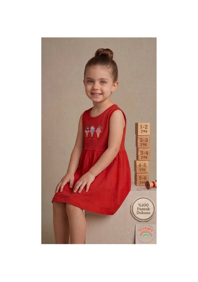 Ketbaby Kız Çocuk Kırmızı Dondurma Desenli Elbise %100 Pamuklu - 1-6 Yaş Kırmızı Kırmızı Ketbaby Kız Çocuk Kırmızı Dondurma Desenli Elbise %100 Pamuklu - 1-6 Yaş Kırmızı Kırmızı