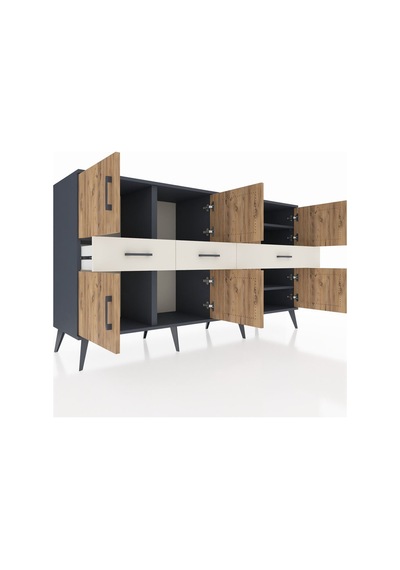 Hyperion Konsol 5 Raflı 3 Çekmeceli 8 Kapaklı 176x44x99 Antrasit- Antrasit-çam/aytaşı Hyperion Konsol 5 Raflı 3 Çekmeceli 8 Kapaklı 176x44x99 Antrasit- Antrasit-çam/aytaşı