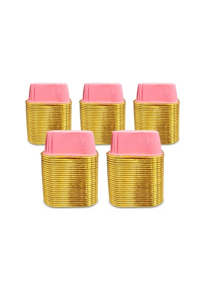 Kafem Muffin Kek Kapsülü Kare Pembe-altın 25li X 5 Paket - K35 Pembe + Altın