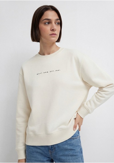 Mavi - Mavi Denim Baskılı Ekru Sweatshirt 1s10525-80194 Ekru