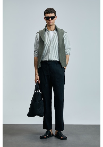 Lufian Karl Smart Erkek Chino Pantolon Slim Fit Siyah Siyah 111190350100100 Siyah