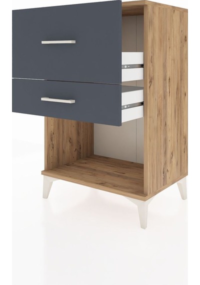 Hyperion Komodin 2 Çekmeceli 60x44x96 Çam-antrasit Atlas Çam