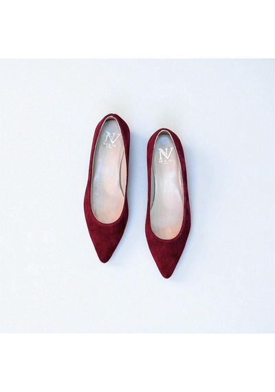 Ne&ve Shoes Bordo Süet Hakiki Deri Sivri Burun Şık Ve Rahat Günlük Babet