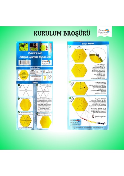 Uçurtma Yapım Seti / Naylon Altıgen / Plastik Çıtalı / Yeşil