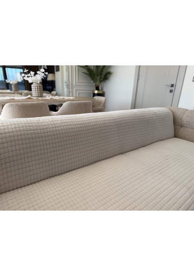 Kare Desen Süngerli Wellsoft Koltuk Örtüsü 170x215 Cm Krem