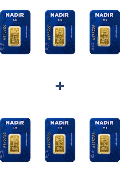 Nadir Gold 24 Ayar 15 Gram Külçe Altın 6 Adet 2,5 Gram Külçe Altın