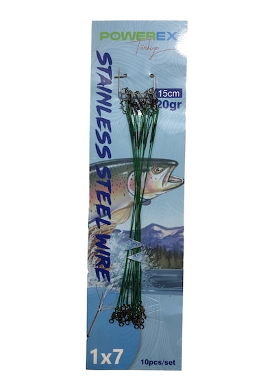 Powerex 20cm. 10'lu Paket Klipsli Bilyeli Fırdöndülü Turna Çinekop Çelik Teli