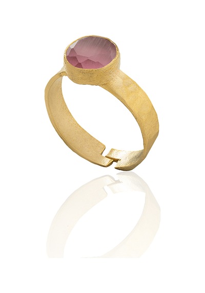 Kadir Jewellery 22 Ayar Altın Kaplama Zirkon Taşlı Kadın Minimal Yüzük Pembe 73813947