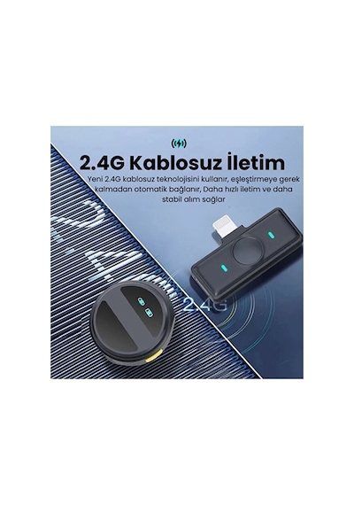 2 Adet Profesyonel Kablosuz Yaka Mikrofonu Lighting Uyumlu M