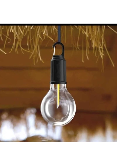 Taşınabilir Şarjlı Led Ampül Outdoor Kamp Bahçe Lambası 11w Askılı Kırılmaz Led Işık Siyah