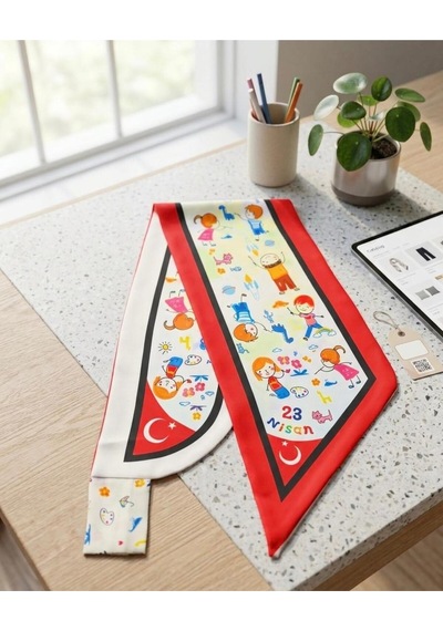 10 Lu Paket 23 Nisan Temalı Desen Kravat/fular Çok Renkli