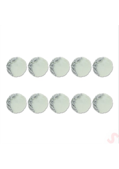Epoksi Taşlı Magnet, 6,50 Cm - Gümüş - 10 Adet Gümüş