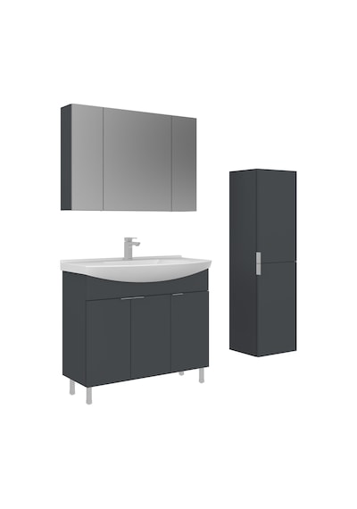 Orka Purus 100 Cm Mat Antrasit Ayna Dolaplı Banyo Dolabı Takım Ve Boy Dolabı Ayaklı Antrasit Orka Purus 100 Cm Mat Antrasit Ayna Dolaplı Banyo Dolabı Takım Ve Boy Dolabı Ayaklı Antrasit
