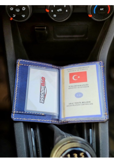 Otohousse Hakiki Deri Ruhsatlık Erkek Kadın Cüzdan Lacivert