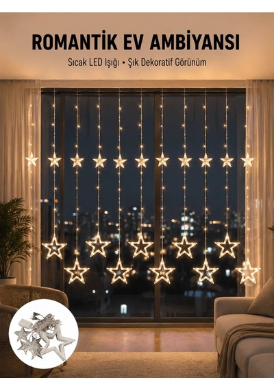 Lb İç Mekan Uyumlu Yıldız Peri Led Perde 3x3 Metre Yeni Nesil