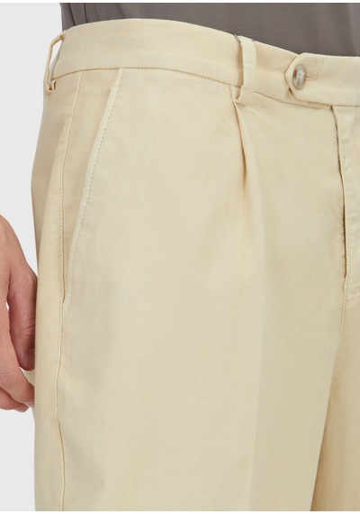 Ramsey Sarı Dokuma Regular Fit Casual Pamuk Karışımlı Pantolon
