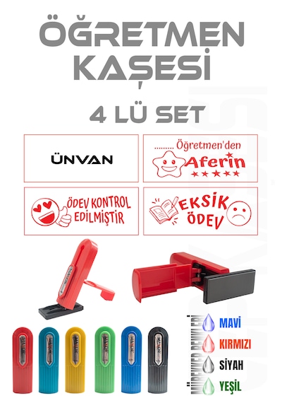 Öğretmen Kaşesi Aferin Kaşesi Cep Kaşesi 4 Lü Set