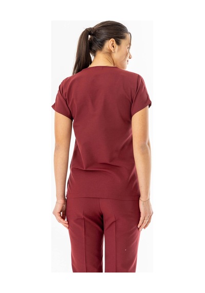 Terikoton Yarasa Kol Doktor Hemşire Forması Alt Üst Takım Bordo Tyrs0003 Bordo