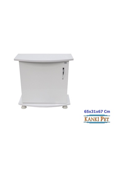 Kanki Pet Mdf Bombeli Akvaryum Sehpa Beyaz 65 x 31 x 67 CM